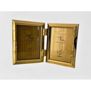Vintage Bi-Fold Solid Brass Photo Frame 3.5x5 Double Hinged Made in Korea